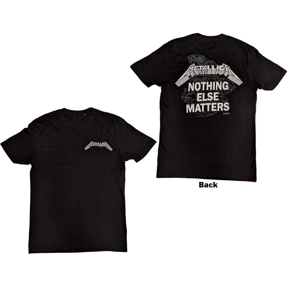Metallica Unisex T-Shirt: Nothing Else Matters (Black) (Back Print) Unisex T-shirt, Sweatshirt, Hoodie, Long Sleeve Tee - T-Shirt, Sweatshirt, Hoodie
