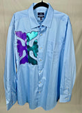 Handmade Appliqu Designed Shirt Men XL Light Blue Wearable Art Enrolled Artist Unisex T-shirt, Sweatshirt, Hoodie, Long Sleeve Tee - T-Shirt, Sweatshirt, Hoodie