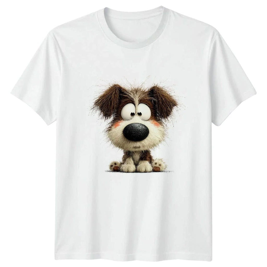Cute Fluffy Wide Eyed Dog T-Shirt Puppy Illustration Gift For Him And Her Unisex T-shirt, Sweatshirt, Hoodie, Long Sleeve Tee - T-Shirt, Sweatshirt, Hoodie