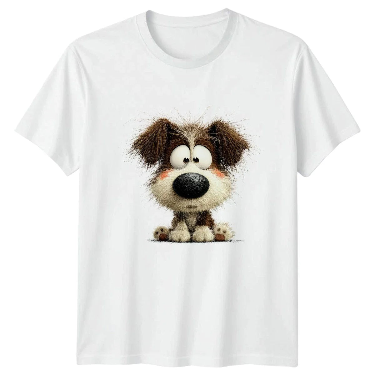 Cute Fluffy Wide Eyed Dog T-Shirt Puppy Illustration Gift For Him And Her Unisex T-shirt, Sweatshirt, Hoodie, Long Sleeve Tee - T-Shirt, Sweatshirt, Hoodie