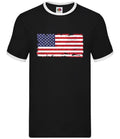 USA Grunge Style Flag - Men Contrast - USA America Trump Biden Unisex T-shirt, Sweatshirt, Hoodie, Long Sleeve Tee - T-Shirt, Sweatshirt, Hoodie