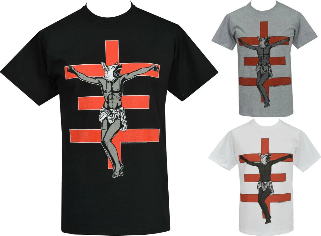 Psychic TV Mens T-Shirt Val Denham Wolf Dog Cross PTV Industrial Punk Genesis Unisex T-shirt, Sweatshirt, Hoodie, Long Sleeve Tee - T-Shirt, Sweatshirt, Hoodie