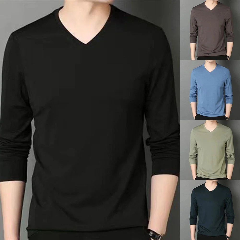 Trendy Men's Casual Long Sleeve T Shirt with V Neck for Muscle Workout Unisex T-shirt, Sweatshirt, Hoodie, Long Sleeve Tee - T-Shirt, Sweatshirt, Hoodie