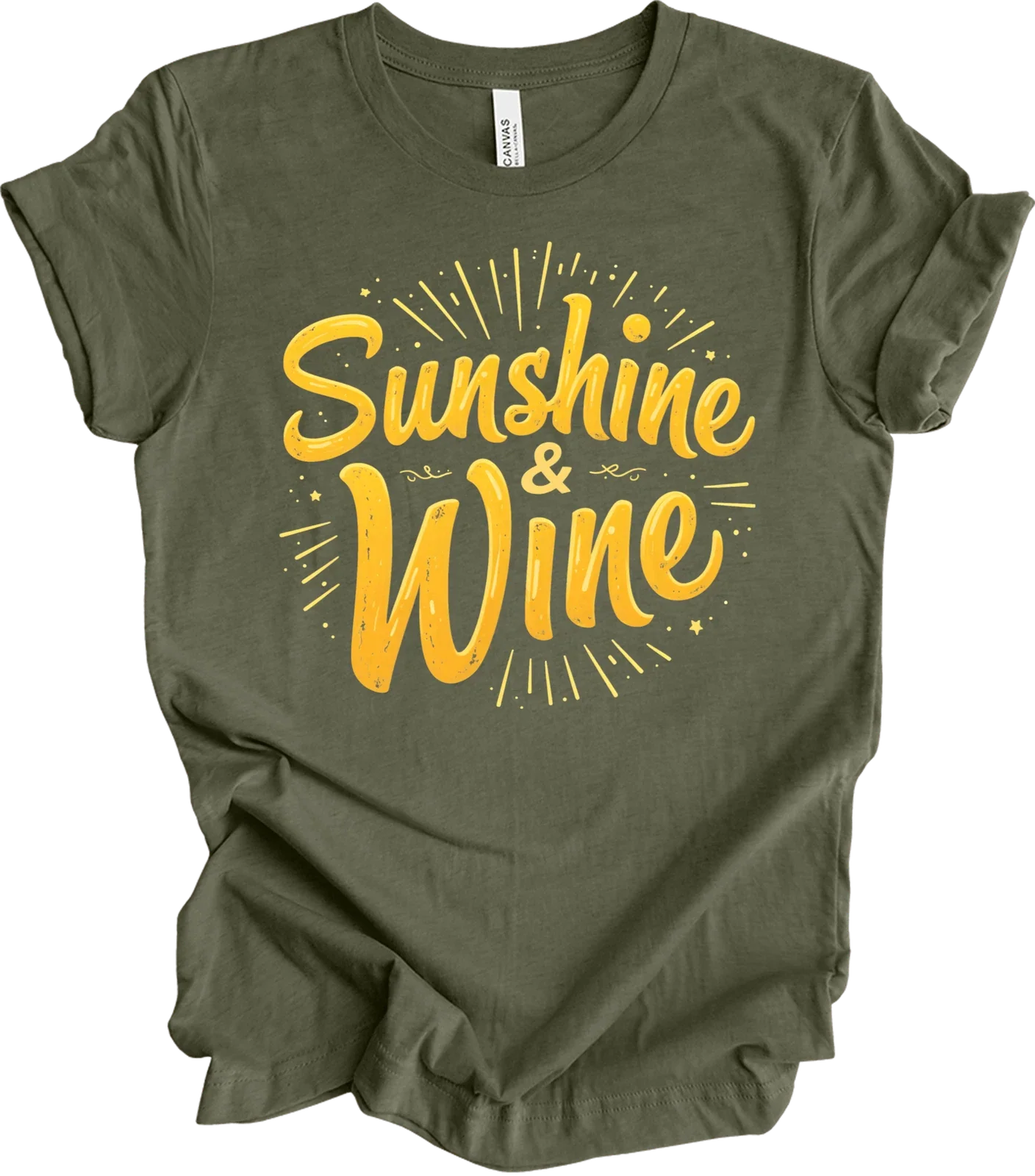 "Sunshine and Wine Retro Design | Summer Vibes Gift | Vintage Aestheti... T-shir Unisex T-shirt, Sweatshirt, Hoodie, Long Sleeve Tee - T-Shirt, Sweatshirt, Hoodie