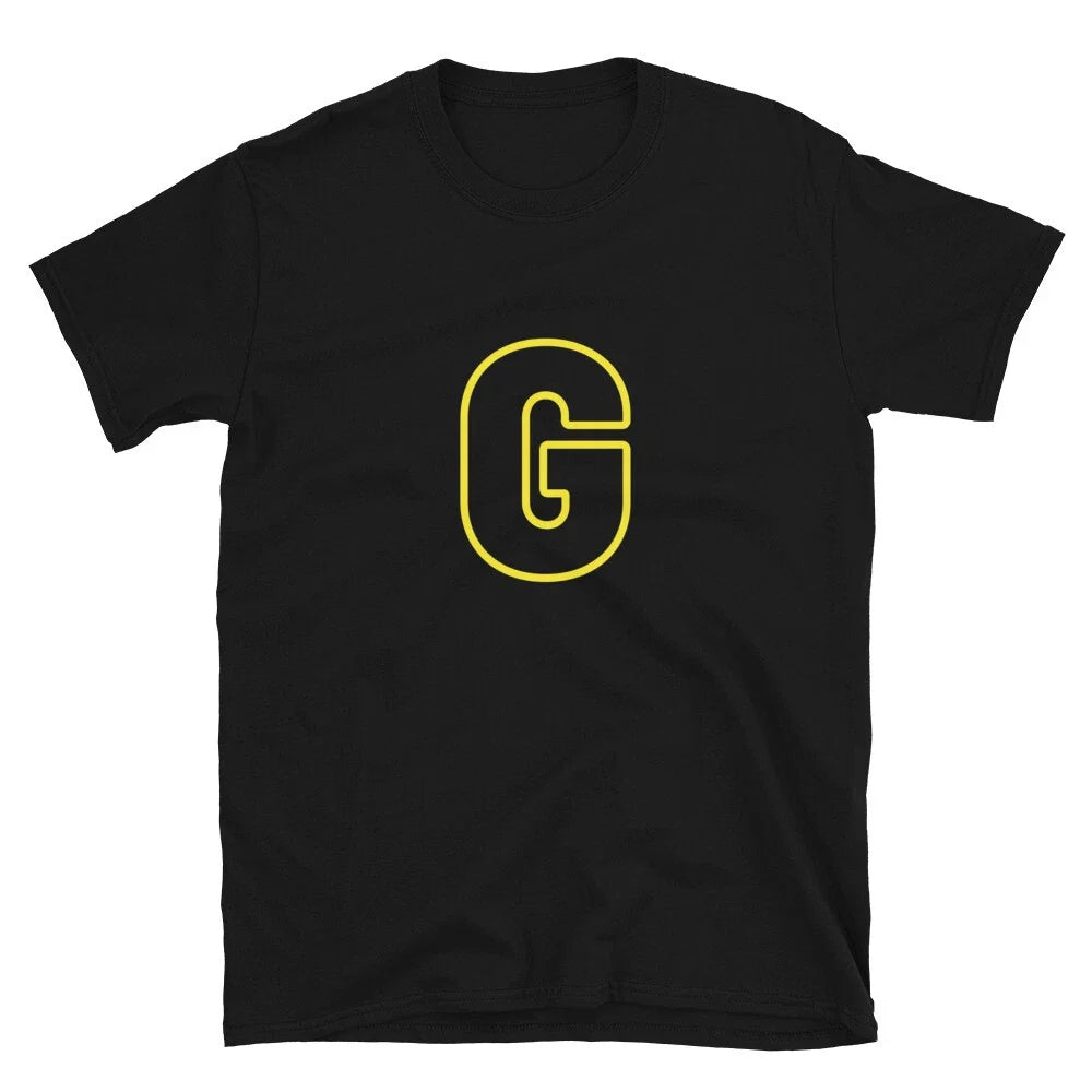 Letter  G Yellow Bold Font Simple Black T-Shirt Unisex T-shirt, Sweatshirt, Hoodie, Long Sleeve Tee - T-Shirt, Sweatshirt, Hoodie
