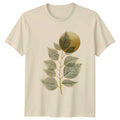 Stylized Golden Leaf Print Minimalist T-Shirt Abstract Art Botanical Unisex T-shirt, Sweatshirt, Hoodie, Long Sleeve Tee - T-Shirt, Sweatshirt, Hoodie