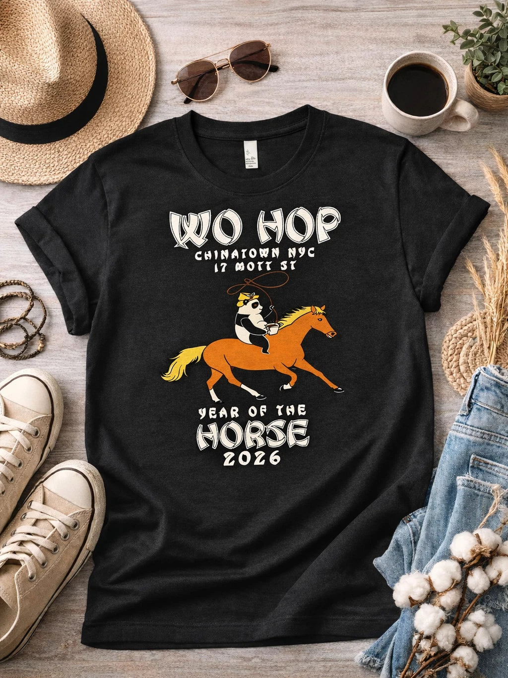 Wo Hop Chinatown NYC 2026 Year of the Horse Tshirt ONLY AUTHORIZED ONLINE SELLER Unisex T-shirt, Sweatshirt, Hoodie, Long Sleeve Tee - T-Shirt, Sweatshirt, Hoodie