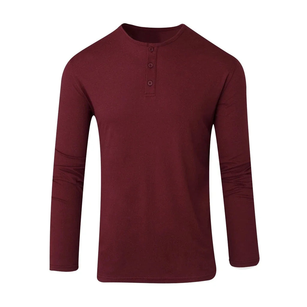 Men's Long Sleeve Plain Henley Grandad Collar T-Shirt Open Cuff Casual Tee Top Unisex T-shirt, Sweatshirt, Hoodie, Long Sleeve Tee - T-Shirt, Sweatshirt, Hoodie