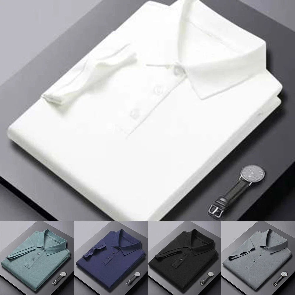 Men Trendy Korean Styled Short Sleeve T Shirt Turn Down Collar Button Detail Unisex T-shirt, Sweatshirt, Hoodie, Long Sleeve Tee - T-Shirt, Sweatshirt, Hoodie