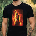 Mens Statue of Liberty On Fire Motif Cotton T-Shirt Size XS to 5XL Unisex T-shirt, Sweatshirt, Hoodie, Long Sleeve Tee - T-Shirt, Sweatshirt, Hoodie