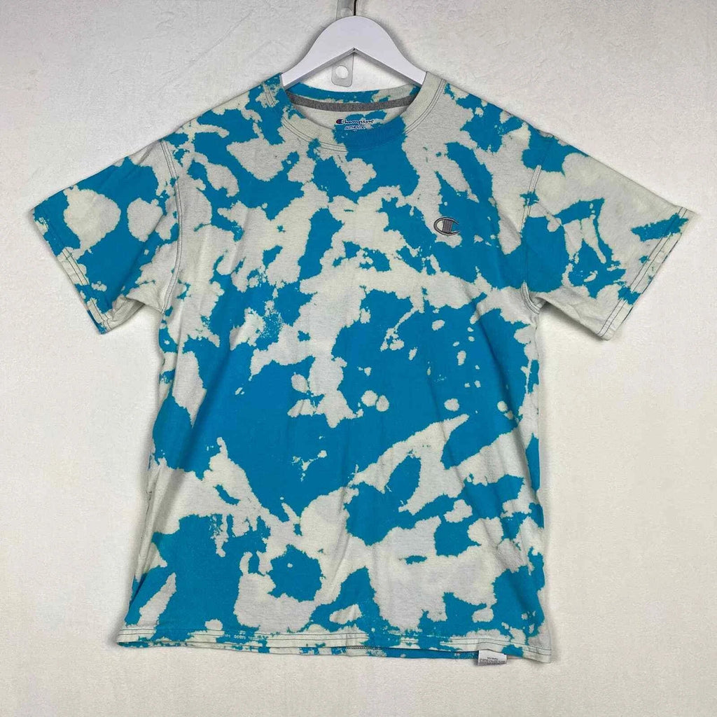 Champion Men's Size M Blue Custom Reverse Tie Dye Short Sleeve Tee Shirt Trendy Unisex T-shirt, Sweatshirt, Hoodie, Long Sleeve Tee - T-Shirt, Sweatshirt, Hoodie