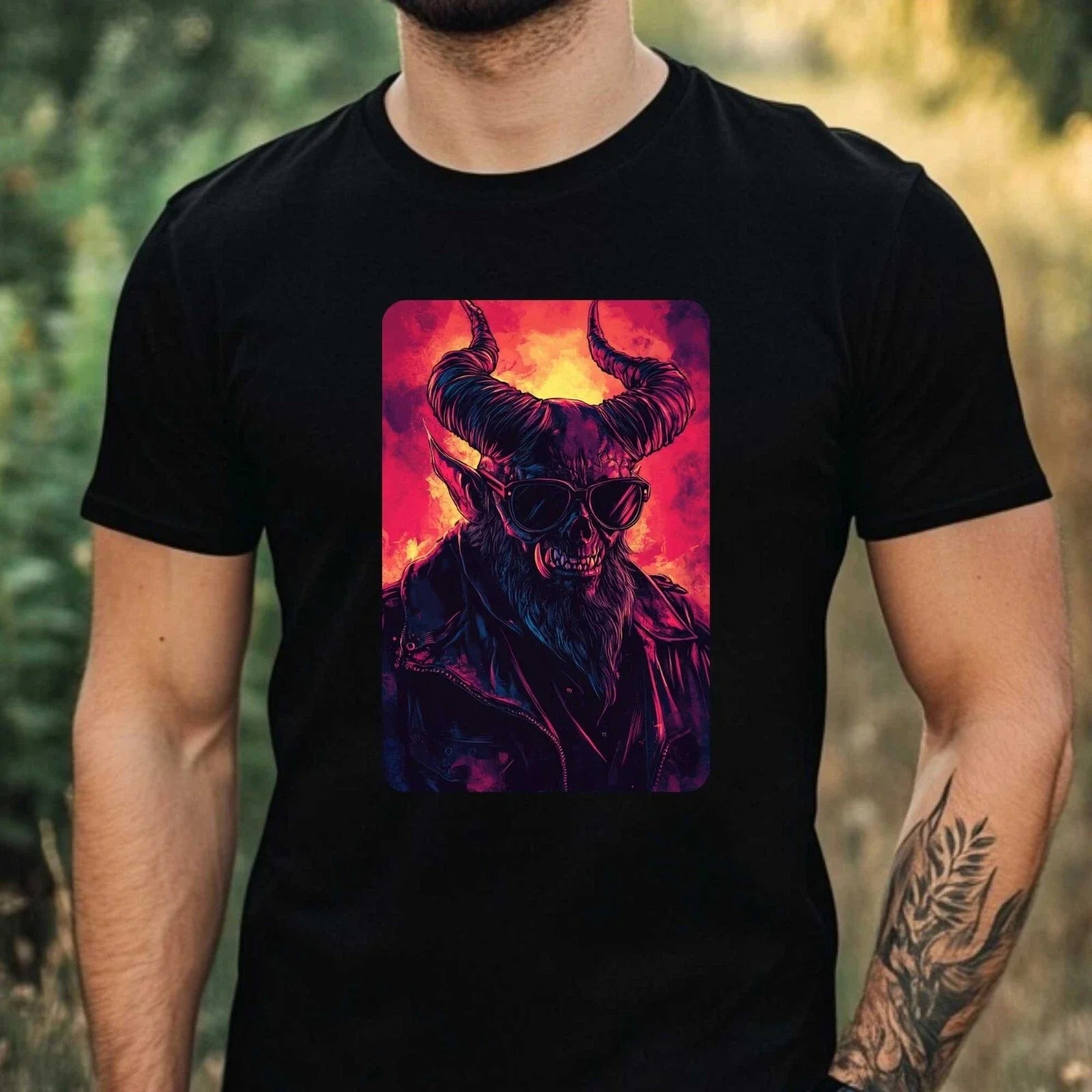 Mens Demon Sunglasses Print Cotton T-Shirt Size XS to 5XL Unisex T-shirt, Sweatshirt, Hoodie, Long Sleeve Tee - T-Shirt, Sweatshirt, Hoodie
