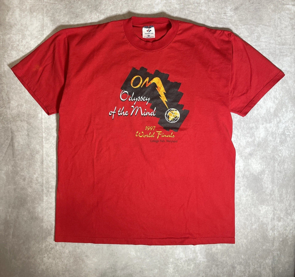 Vintage Odyssey of the Mind Shirt Adult XL Red Jerzees Casual USA 90s Unisex T-shirt, Sweatshirt, Hoodie, Long Sleeve Tee - T-Shirt, Sweatshirt, Hoodie
