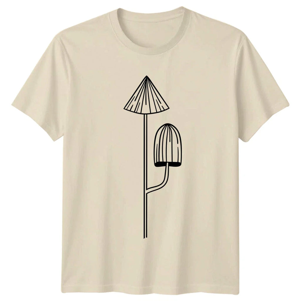 Abstract Minimalist Mushroom Fungi Botanical T-Shirt Mycology Art Nature Unisex T-shirt, Sweatshirt, Hoodie, Long Sleeve Tee - T-Shirt, Sweatshirt, Hoodie