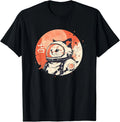 Japanese Minimalist 1950s Retro Space Cat Good Luck Kanji T-Shirt Unisex T-shirt, Sweatshirt, Hoodie, Long Sleeve Tee - T-Shirt, Sweatshirt, Hoodie