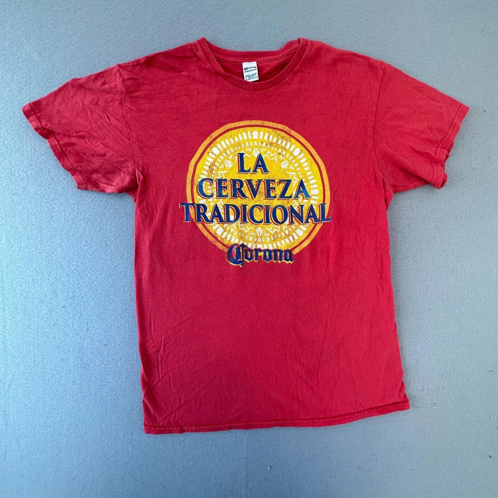 Corona La Cerveza Tradicional Shirt Mens Small Red Short Sleeve Beer Unisex T-shirt, Sweatshirt, Hoodie, Long Sleeve Tee - T-Shirt, Sweatshirt, Hoodie