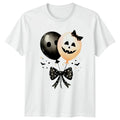Ghost Pumpkin Balloons Bow Womens T-Shirt Coquette Aesthetic Halloween For Her Unisex T-shirt, Sweatshirt, Hoodie, Long Sleeve Tee - T-Shirt, Sweatshirt, Hoodie
