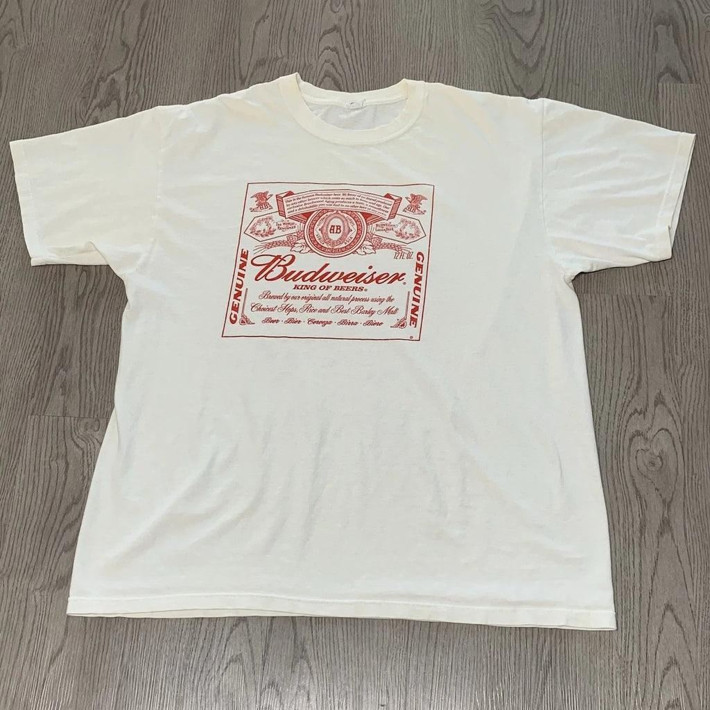 Budweiser King of Beers Promo White Tee XL Y2K Unisex T-shirt, Sweatshirt, Hoodie, Long Sleeve Tee - T-Shirt, Sweatshirt, Hoodie