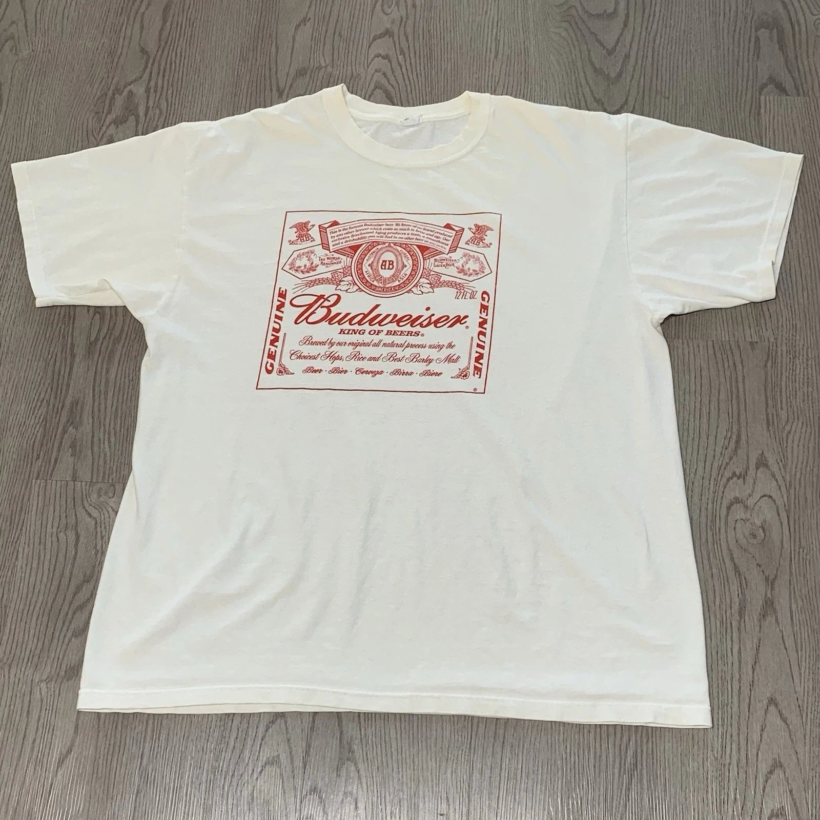 Budweiser King of Beers Promo White Tee XL Y2K Unisex T-shirt, Sweatshirt, Hoodie, Long Sleeve Tee - T-Shirt, Sweatshirt, Hoodie
