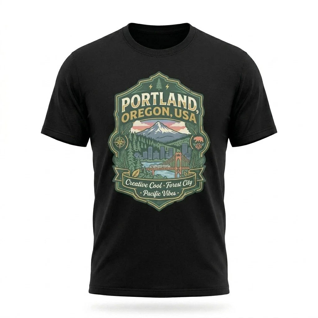 Portland Oregon Creative City Graphic T-Shirt Unisex Travel Tee Unisex T-shirt, Sweatshirt, Hoodie, Long Sleeve Tee - T-Shirt, Sweatshirt, Hoodie