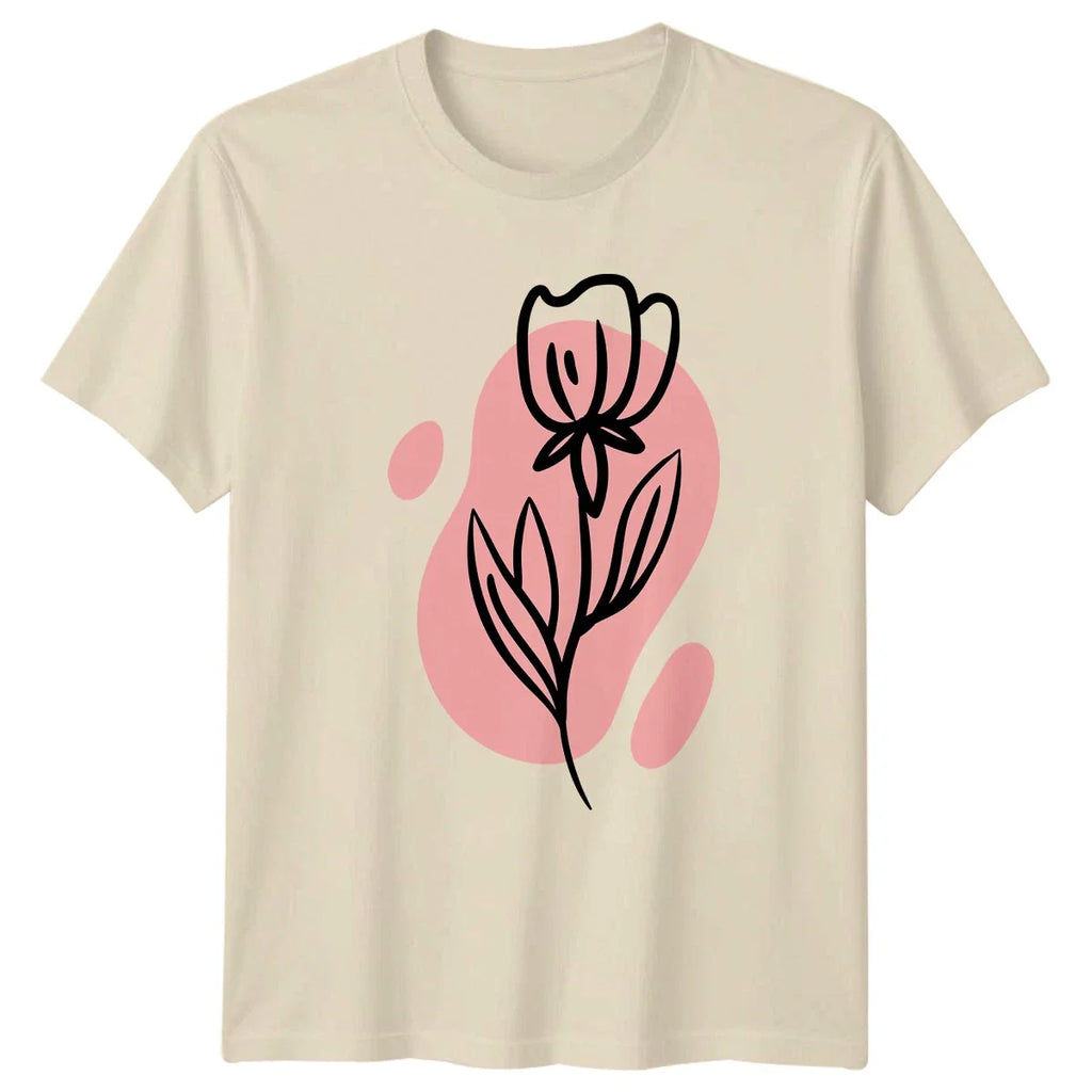 Minimalist Abstract Flower Line Art T-Shirt Minimalist Flower Floral Birthday Unisex T-shirt, Sweatshirt, Hoodie, Long Sleeve Tee - T-Shirt, Sweatshirt, Hoodie