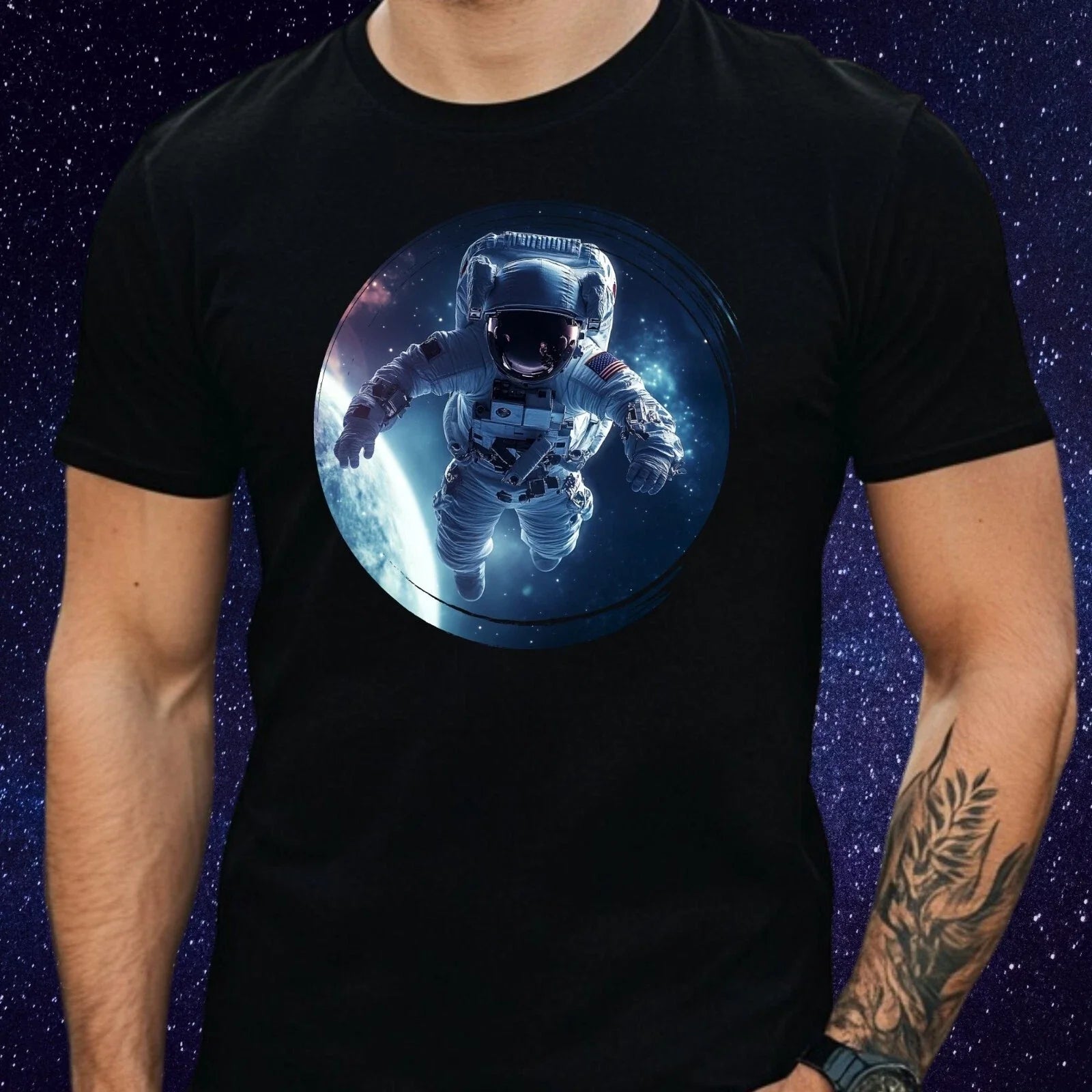 Mens Lone Astronaut Motif Cotton T-Shirt Size XS to 5XL Unisex T-shirt, Sweatshirt, Hoodie, Long Sleeve Tee - T-Shirt, Sweatshirt, Hoodie