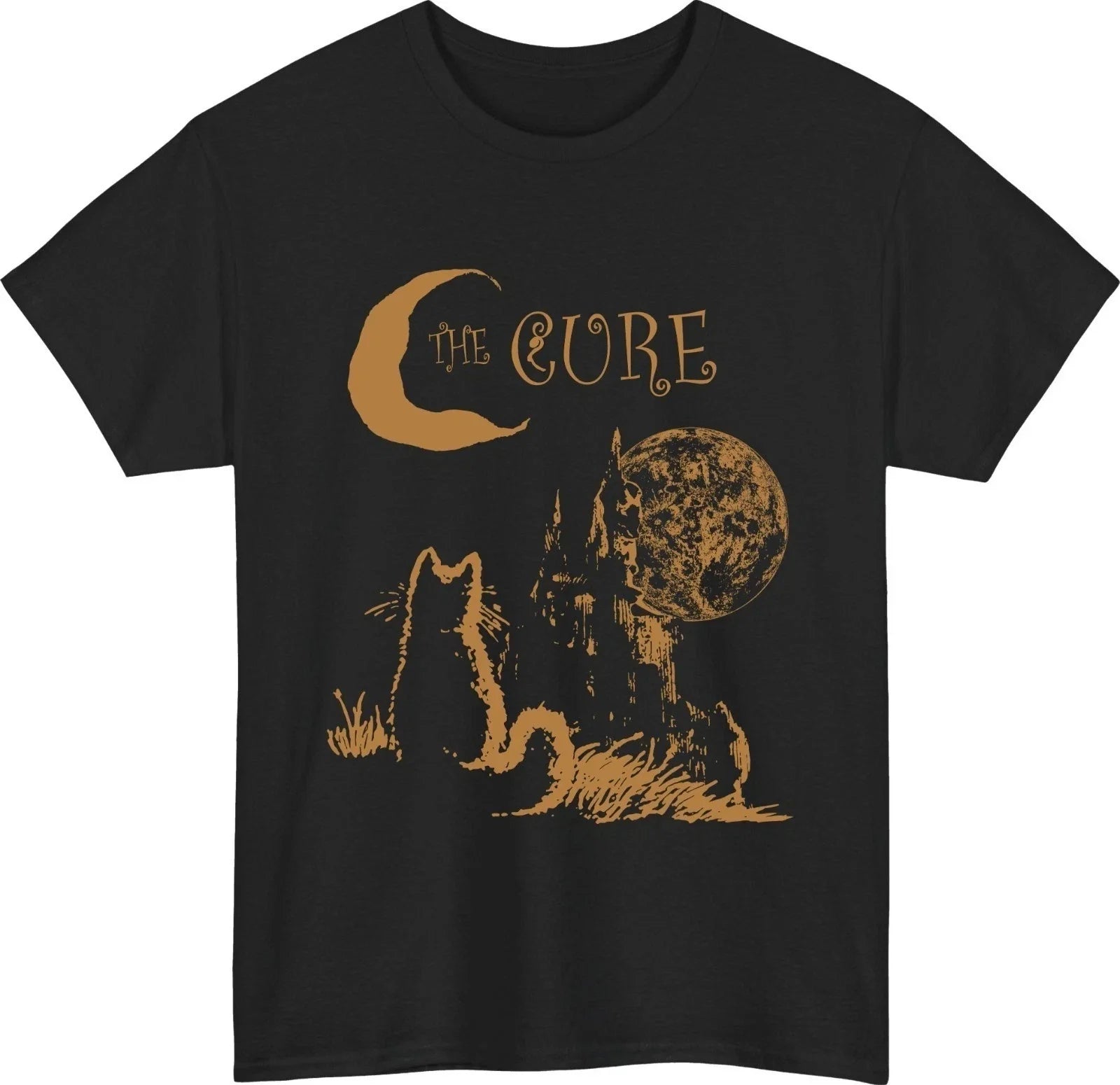 The Cure Gothic Cat Moon T-Shirt Unisex T-shirt, Sweatshirt, Hoodie, Long Sleeve Tee - T-Shirt, Sweatshirt, Hoodie