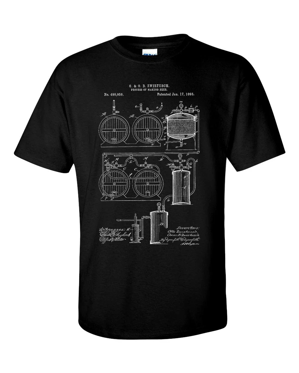 Beer Brewing 1893 Patent Craft Beer Blueprint Homebrew Gift T-Shirt Unisex T-shirt, Sweatshirt, Hoodie, Long Sleeve Tee - T-Shirt, Sweatshirt, Hoodie