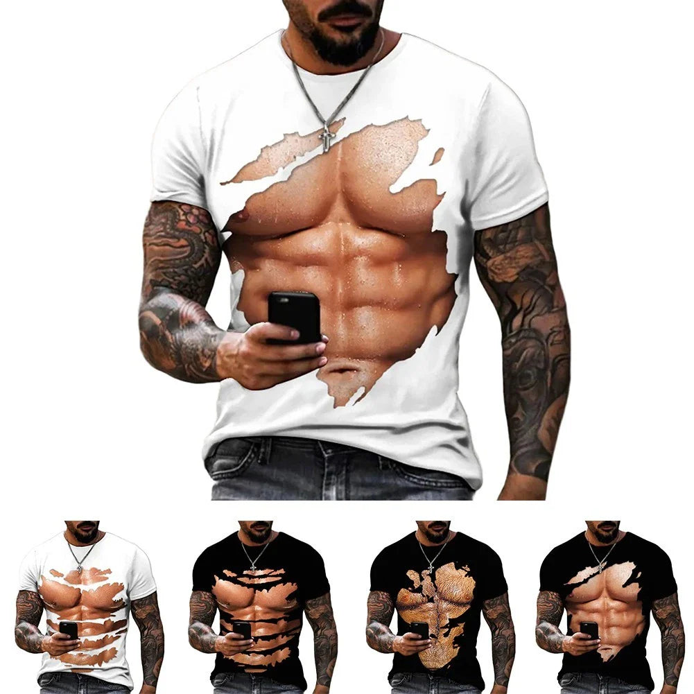 Men's T Shirt with Creative Fake Muscle Graphics Perfect for Any Gathering Unisex T-shirt, Sweatshirt, Hoodie, Long Sleeve Tee - T-Shirt, Sweatshirt, Hoodie
