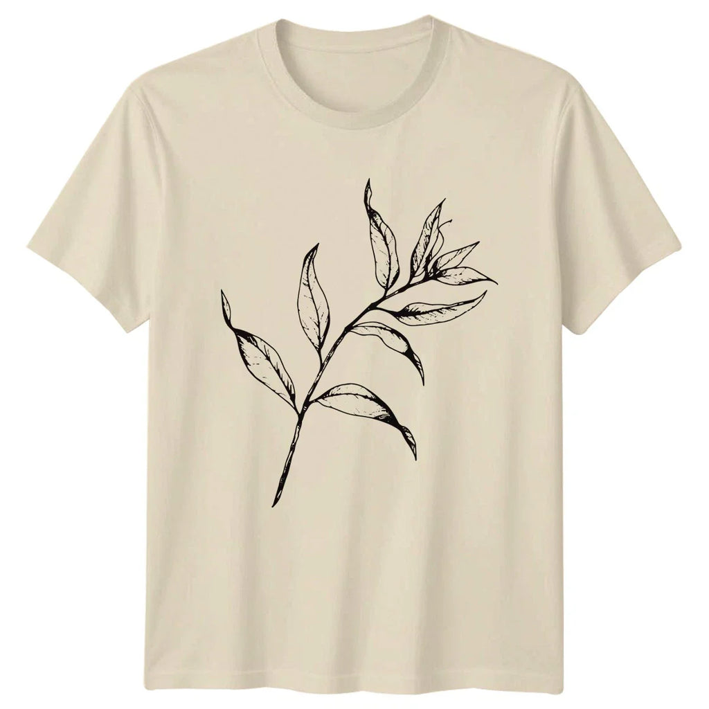 Minimalist Botanical Black Ink Line T-Shirt Botanical Illustration Plant Lover Unisex T-shirt, Sweatshirt, Hoodie, Long Sleeve Tee - T-Shirt, Sweatshirt, Hoodie