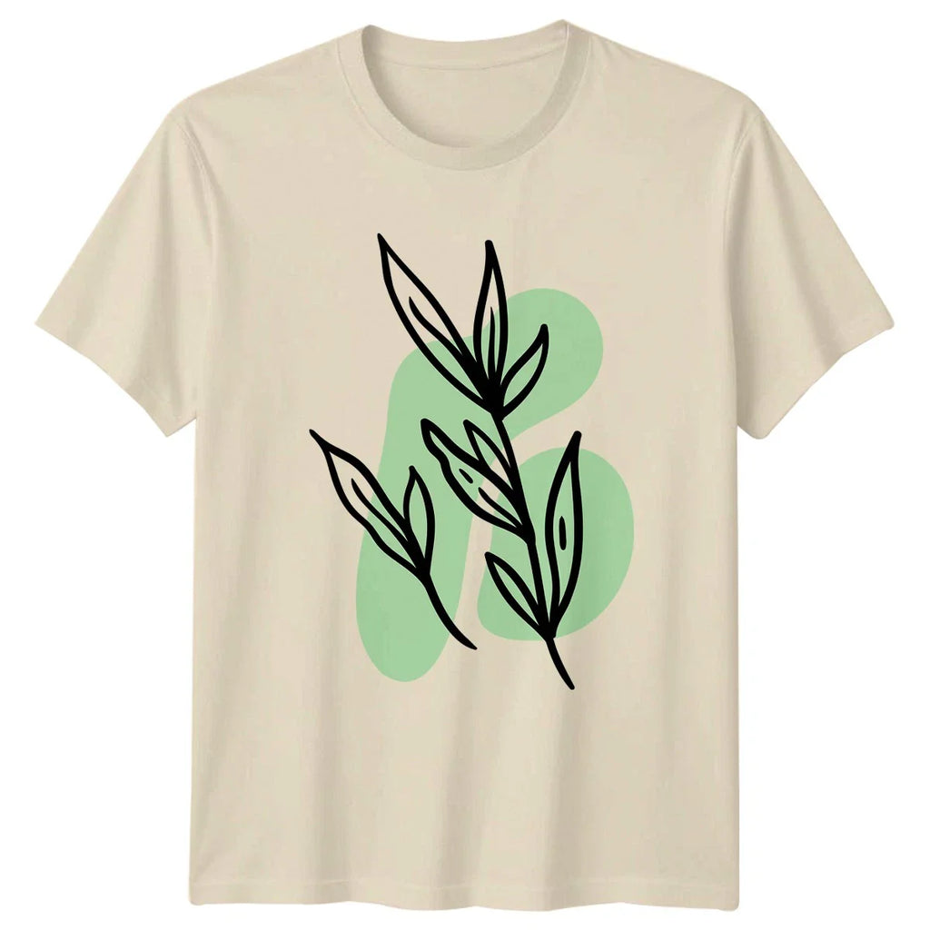 Abstract Botanical Leaf Green Design T-Shirt Minimalist Leaf Birthday Gift Unisex T-shirt, Sweatshirt, Hoodie, Long Sleeve Tee - T-Shirt, Sweatshirt, Hoodie