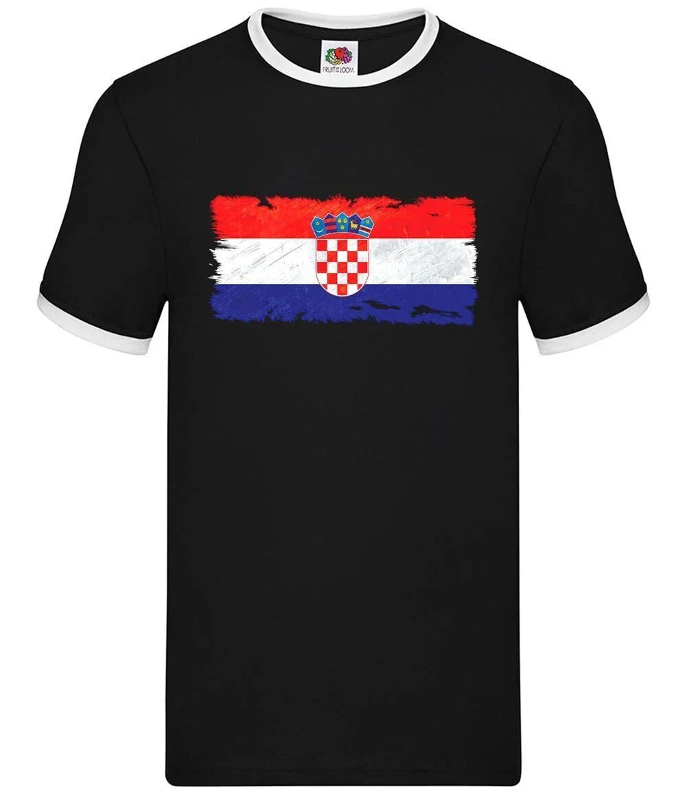 Croatia Grunge Style Flag - Men Contrast - Croatian Country Travel Zagreb Unisex T-shirt, Sweatshirt, Hoodie, Long Sleeve Tee - T-Shirt, Sweatshirt, Hoodie
