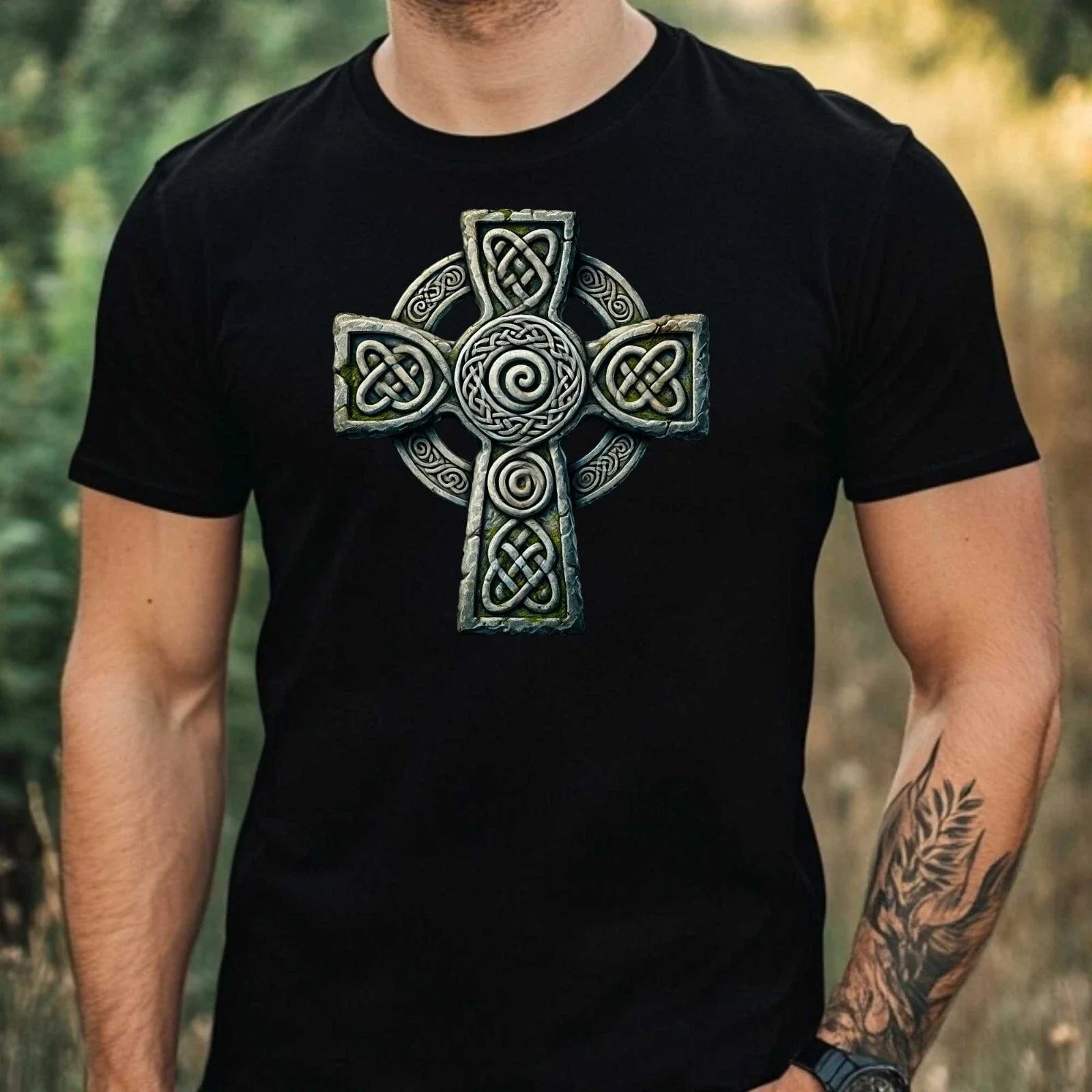 Mens Celtic Crosses Motif Cotton T-Shirt Size XS to 5XL Unisex T-shirt, Sweatshirt, Hoodie, Long Sleeve Tee - T-Shirt, Sweatshirt, Hoodie