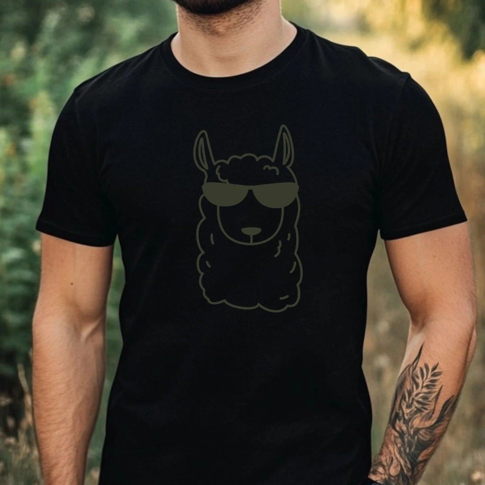 Mens Funny Llama Motif Cotton T-Shirt Size XS to 5XL Unisex T-shirt, Sweatshirt, Hoodie, Long Sleeve Tee - T-Shirt, Sweatshirt, Hoodie