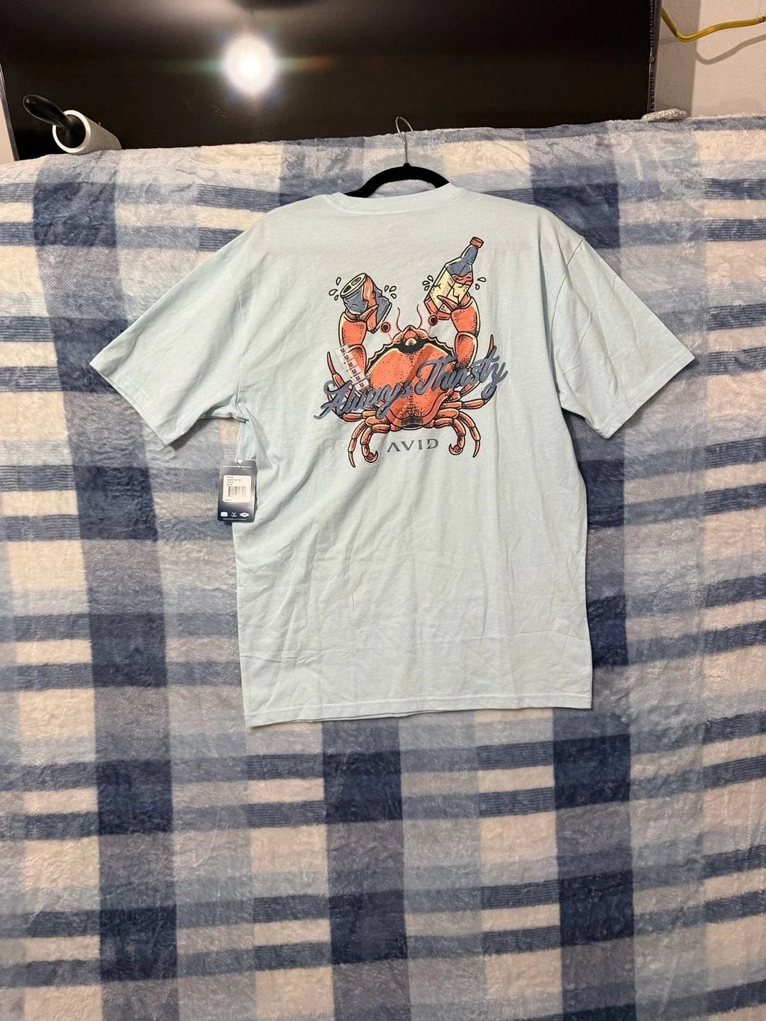 Avid Always Thirsty Crab Graphic T-Shirt Ice Blue M Unisex T-shirt, Sweatshirt, Hoodie, Long Sleeve Tee - T-Shirt, Sweatshirt, Hoodie