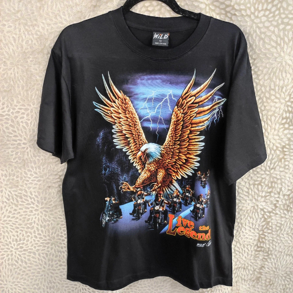 Wild Mens Black Eagle Bikers Lightning Graphic T shirt Size Large 100% Cotton Unisex T-shirt, Sweatshirt, Hoodie, Long Sleeve Tee - T-Shirt, Sweatshirt, Hoodie