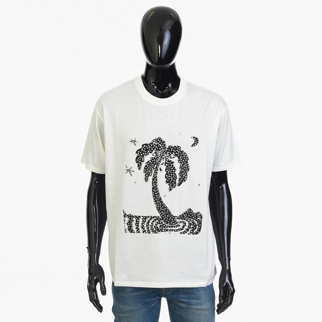 CELINE x ED BONER 1300$ White Cotton Tshirt - Lost Paradise Studded Embroidery Unisex T-shirt, Sweatshirt, Hoodie, Long Sleeve Tee - T-Shirt, Sweatshirt, Hoodie