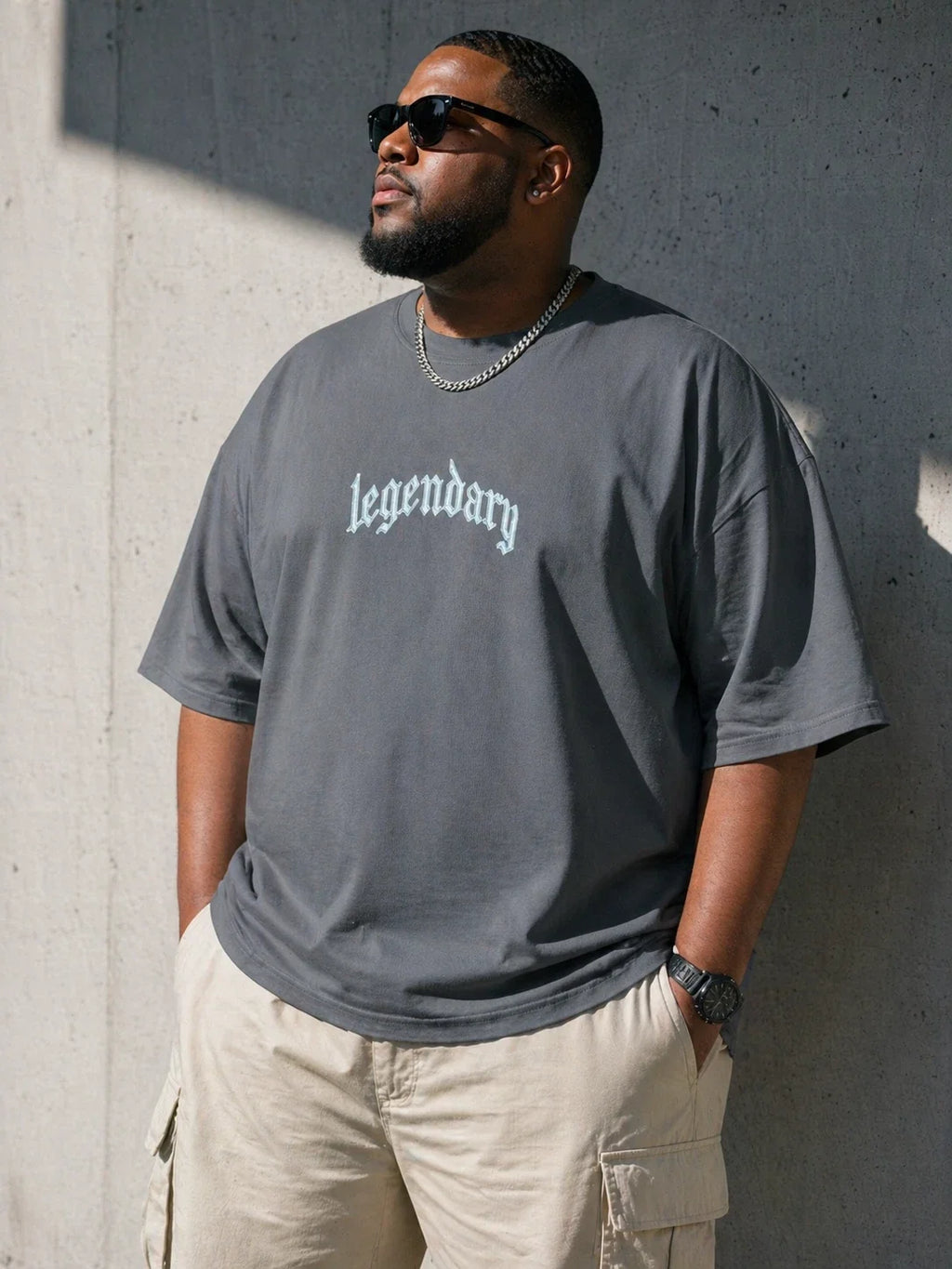 Legendary Graphic T-Shirt Mens 2XL Gray Oversized Streetwear Cotton Tee Casual Unisex T-shirt, Sweatshirt, Hoodie, Long Sleeve Tee - T-Shirt, Sweatshirt, Hoodie