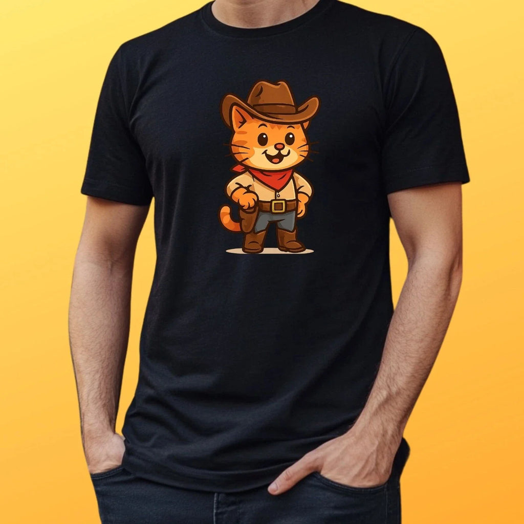 Mens Cowboy Cat Print Cotton T-Shirt Size XS to 5XL Unisex T-shirt, Sweatshirt, Hoodie, Long Sleeve Tee - T-Shirt, Sweatshirt, Hoodie
