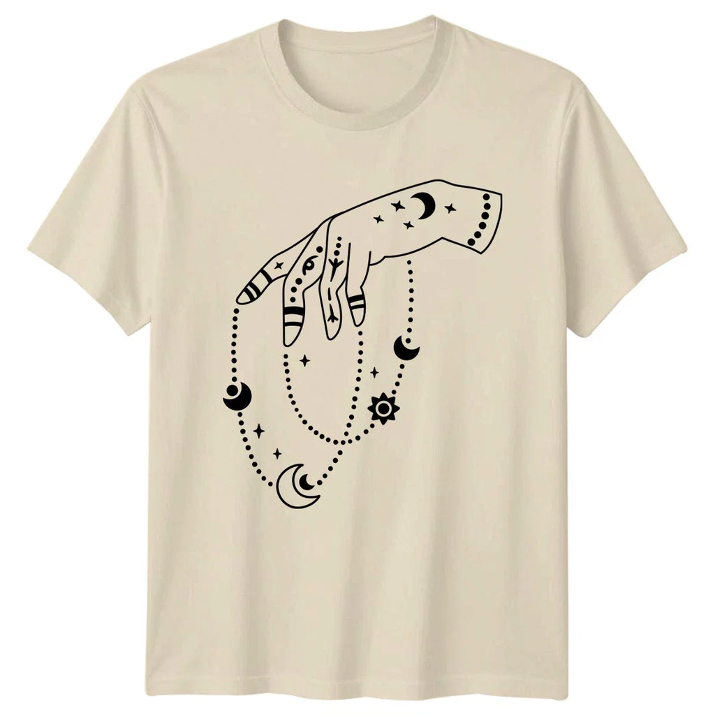 Mystic Hand Celestial Moon Stars Spiritual T-Shirt Celestial Boho Spirituality Unisex T-shirt, Sweatshirt, Hoodie, Long Sleeve Tee - T-Shirt, Sweatshirt, Hoodie
