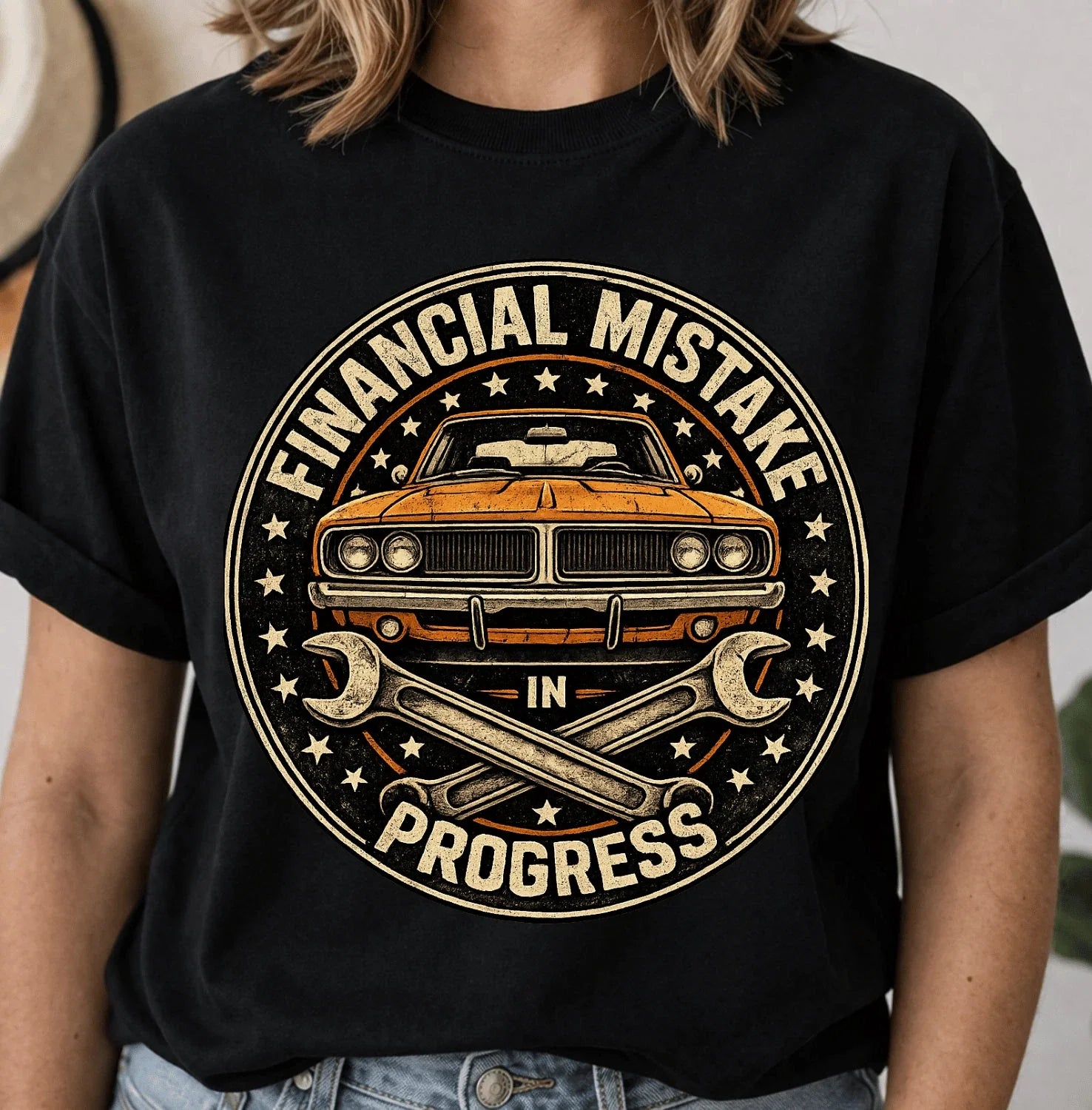 Financial Mistake In Progress Funny Mechanic Shirt Vintage Car Lover Gift Tee Unisex T-shirt, Sweatshirt, Hoodie, Long Sleeve Tee - T-Shirt, Sweatshirt, Hoodie