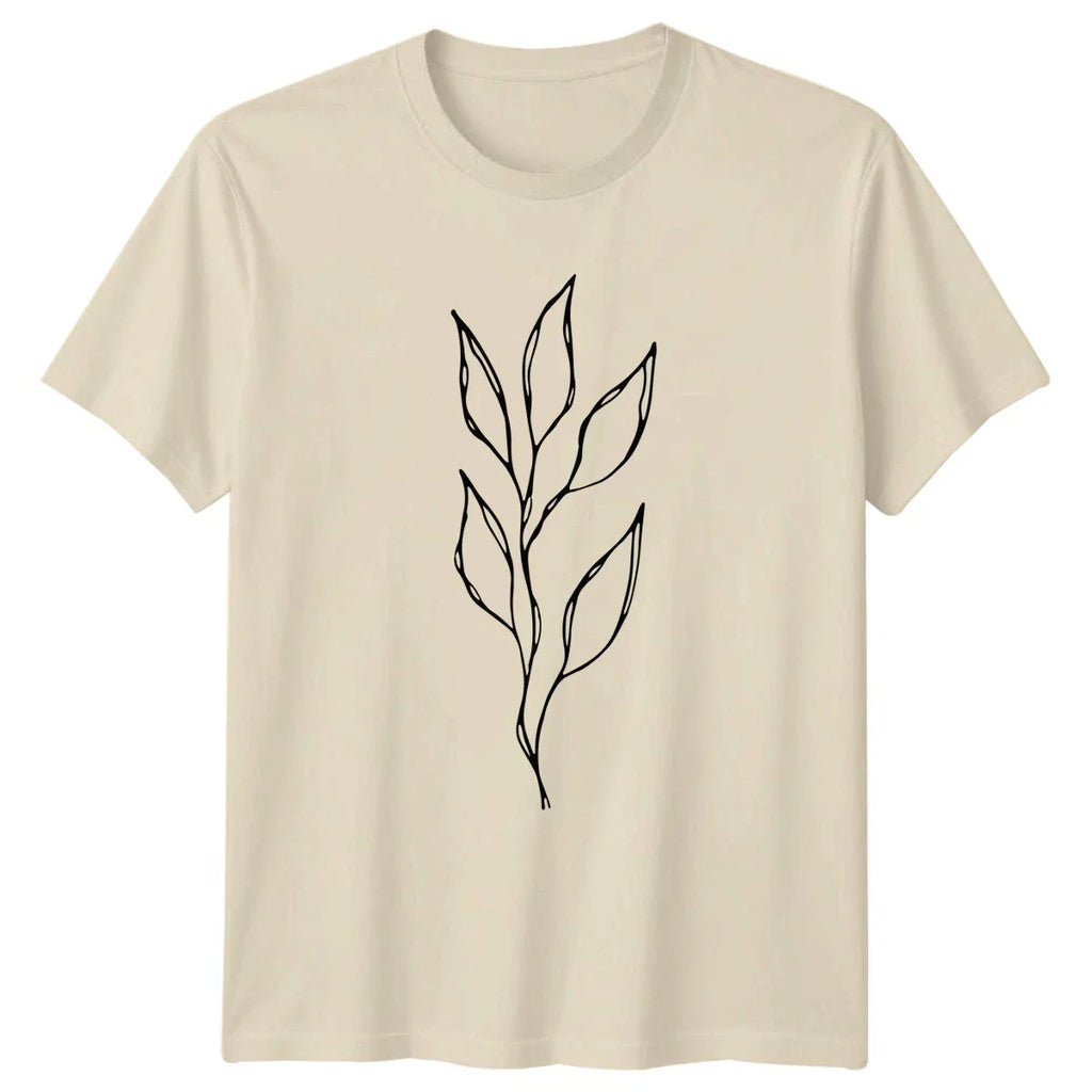 Hand Drawn Botanical Leaf Branch T-Shirt Minimalist Art Nature Gift Unisex T-shirt, Sweatshirt, Hoodie, Long Sleeve Tee - T-Shirt, Sweatshirt, Hoodie