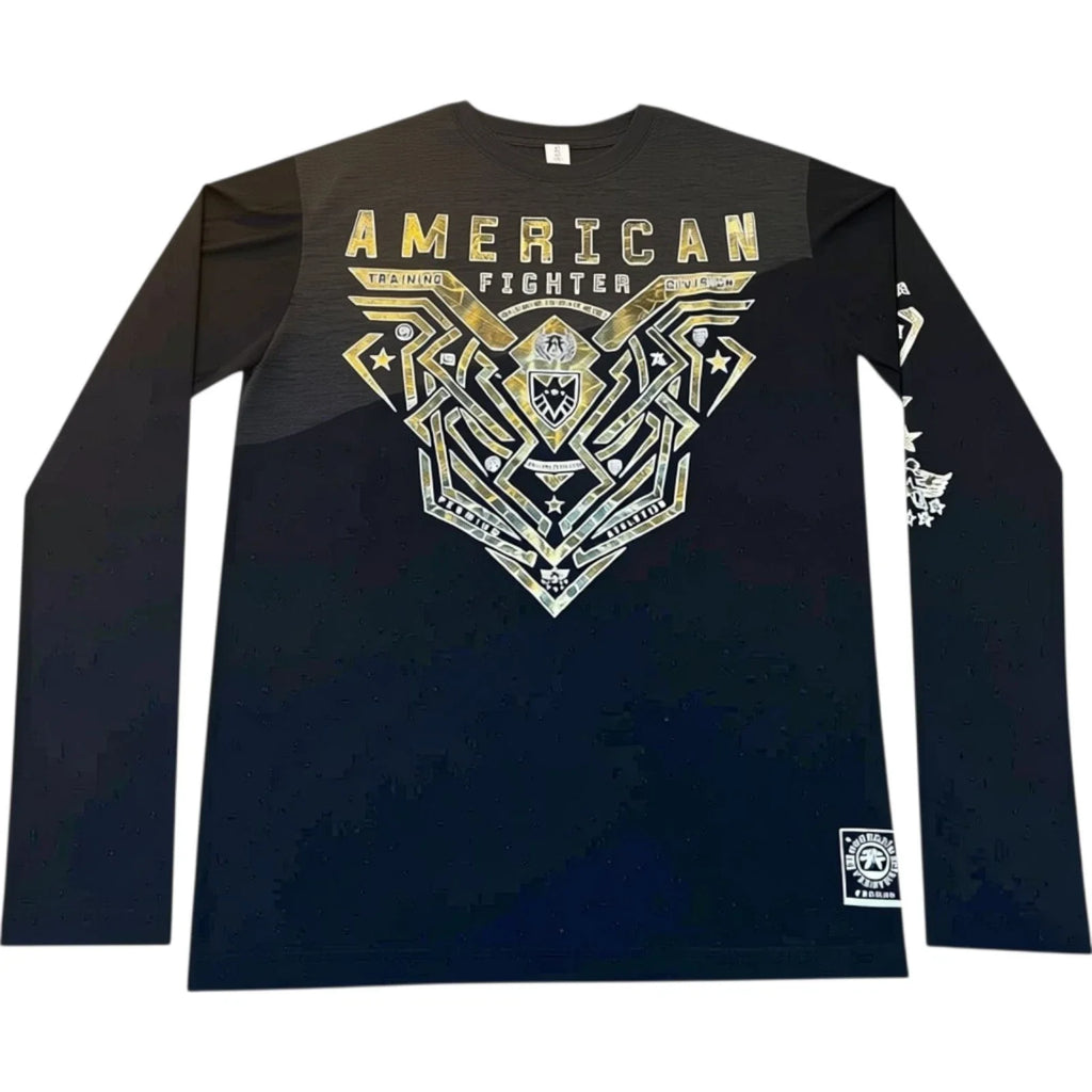 New Men's American Fighter Long Sleeve Athletic MMA Black/Gray T-Shirt XS-4XL Unisex T-shirt, Sweatshirt, Hoodie, Long Sleeve Tee - T-Shirt, Sweatshirt, Hoodie