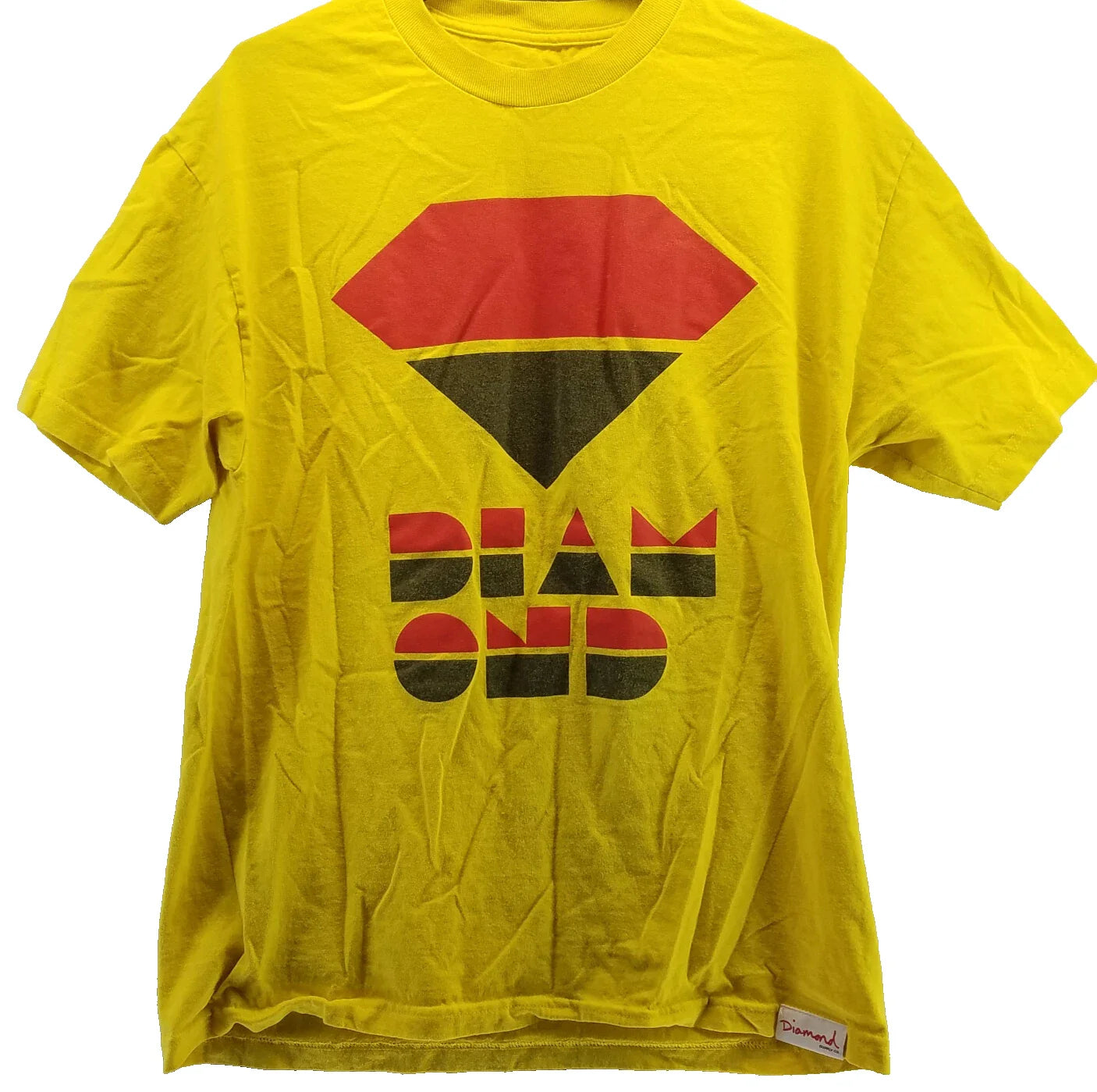 Diamond Shirt Mens Large Yellow Logo Tee Short Sleeve Pullover 100% Cotton Unisex T-shirt, Sweatshirt, Hoodie, Long Sleeve Tee - T-Shirt, Sweatshirt, Hoodie
