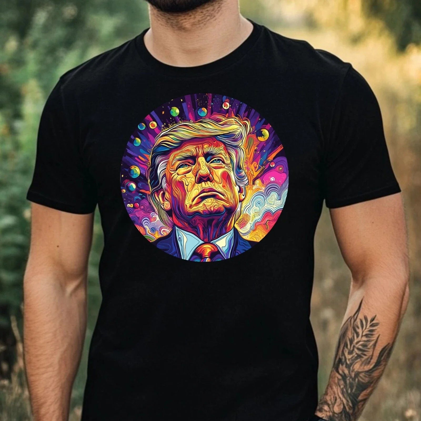 Mens Trump Psychedelic Print Cotton T-Shirt Size XS to 5XL Unisex T-shirt, Sweatshirt, Hoodie, Long Sleeve Tee - T-Shirt, Sweatshirt, Hoodie