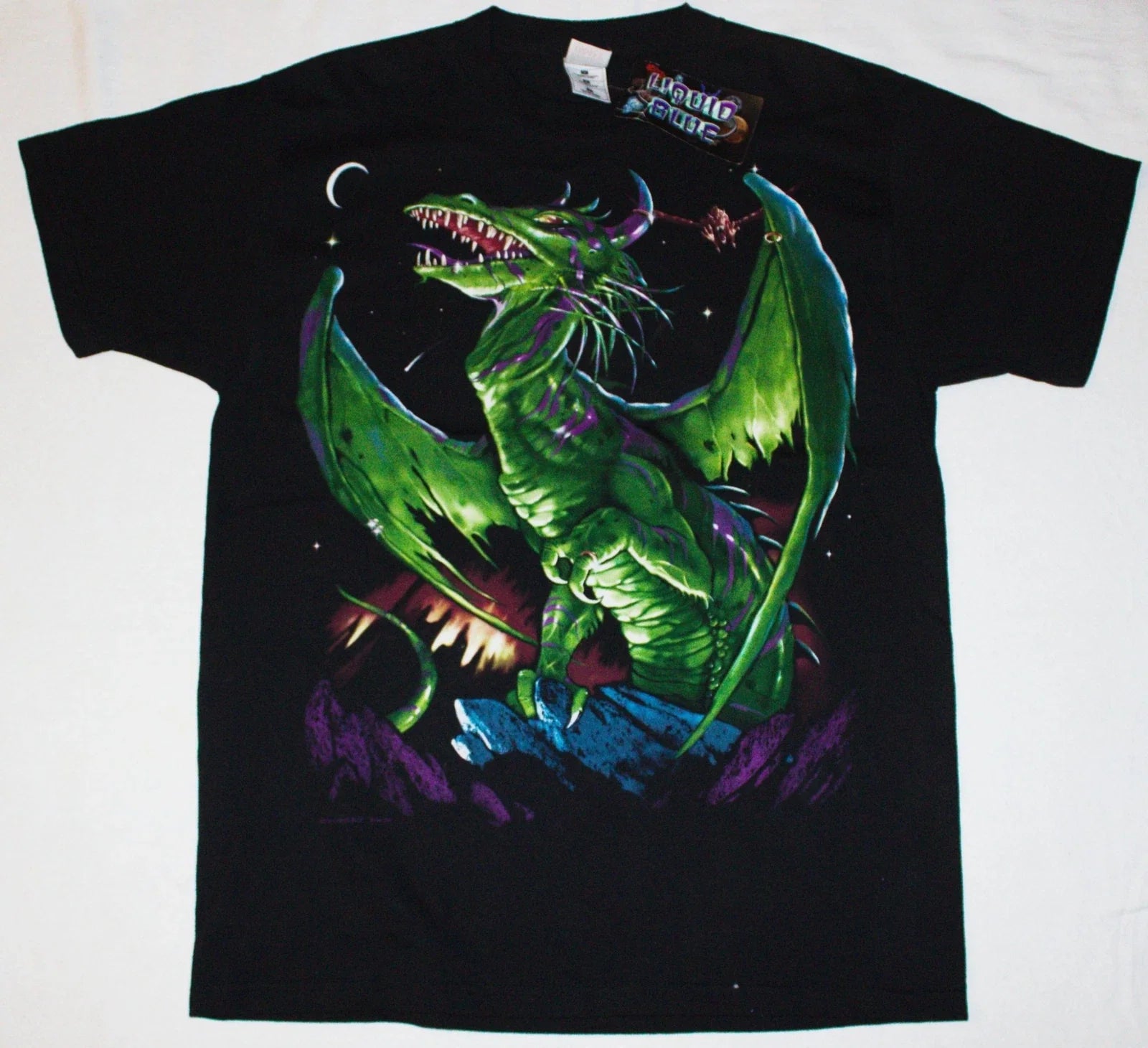 Green Fight and Red Dragons 2 Sided Fantasy T-Shirt Liquid Blue 2001 NEW UNWORN Unisex T-shirt, Sweatshirt, Hoodie, Long Sleeve Tee - T-Shirt, Sweatshirt, Hoodie