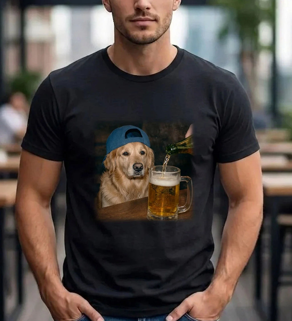 Golden Retriever Beer T-Shirt Cute Dog Tee Backward Cap Men Women Shirt Unisex T-shirt, Sweatshirt, Hoodie, Long Sleeve Tee - T-Shirt, Sweatshirt, Hoodie