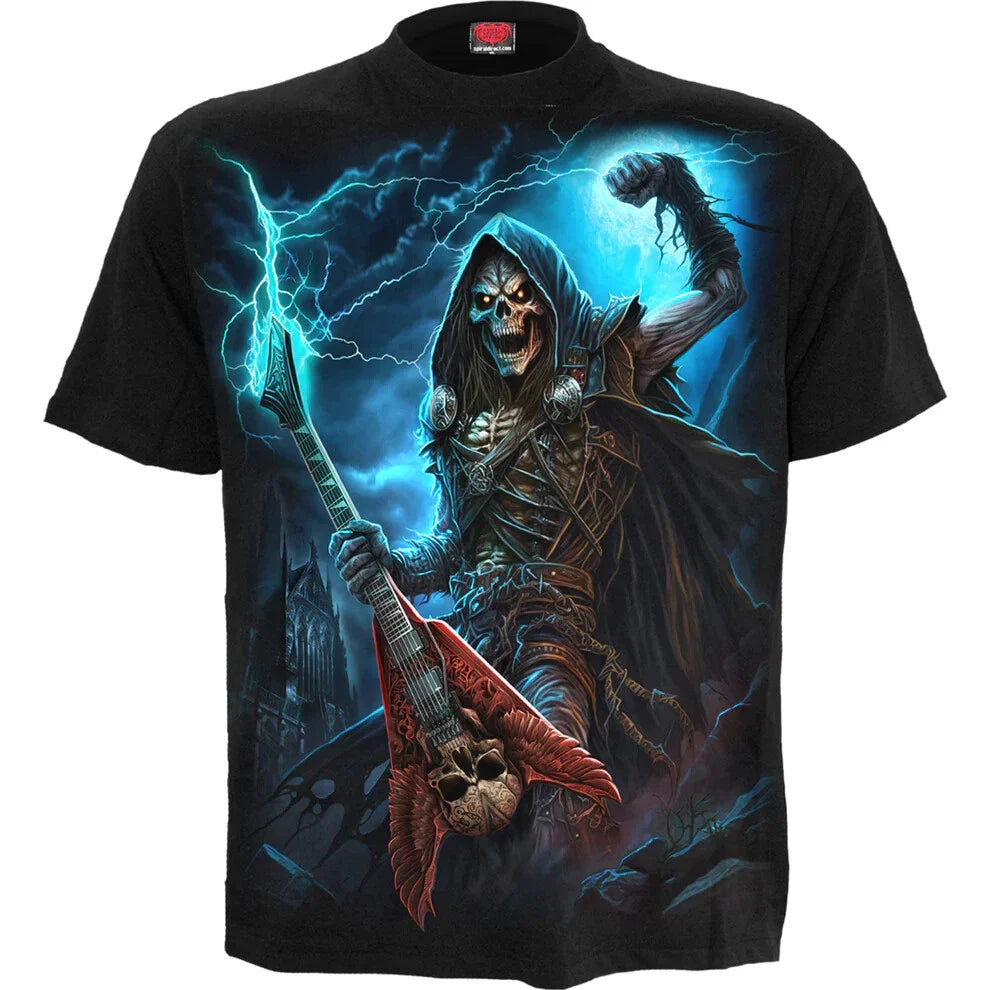 NEW SPIRAL DIRECT DEAD METAL T-Shirt Top Tee Biker Grim Reaper Skull Goth Guitar Unisex T-shirt, Sweatshirt, Hoodie, Long Sleeve Tee - T-Shirt, Sweatshirt, Hoodie