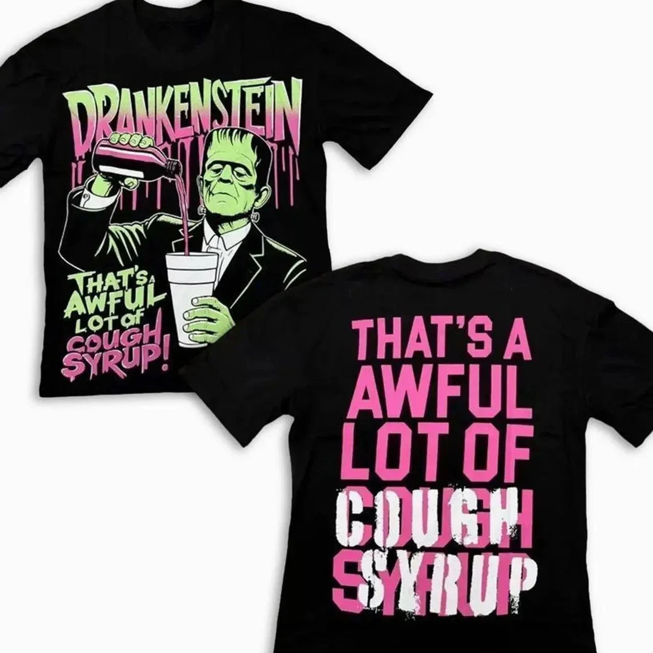Awful lot of cough syrup Shirt Black Frankenstein  Men's Size XL Unisex T-shirt, Sweatshirt, Hoodie, Long Sleeve Tee - T-Shirt, Sweatshirt, Hoodie