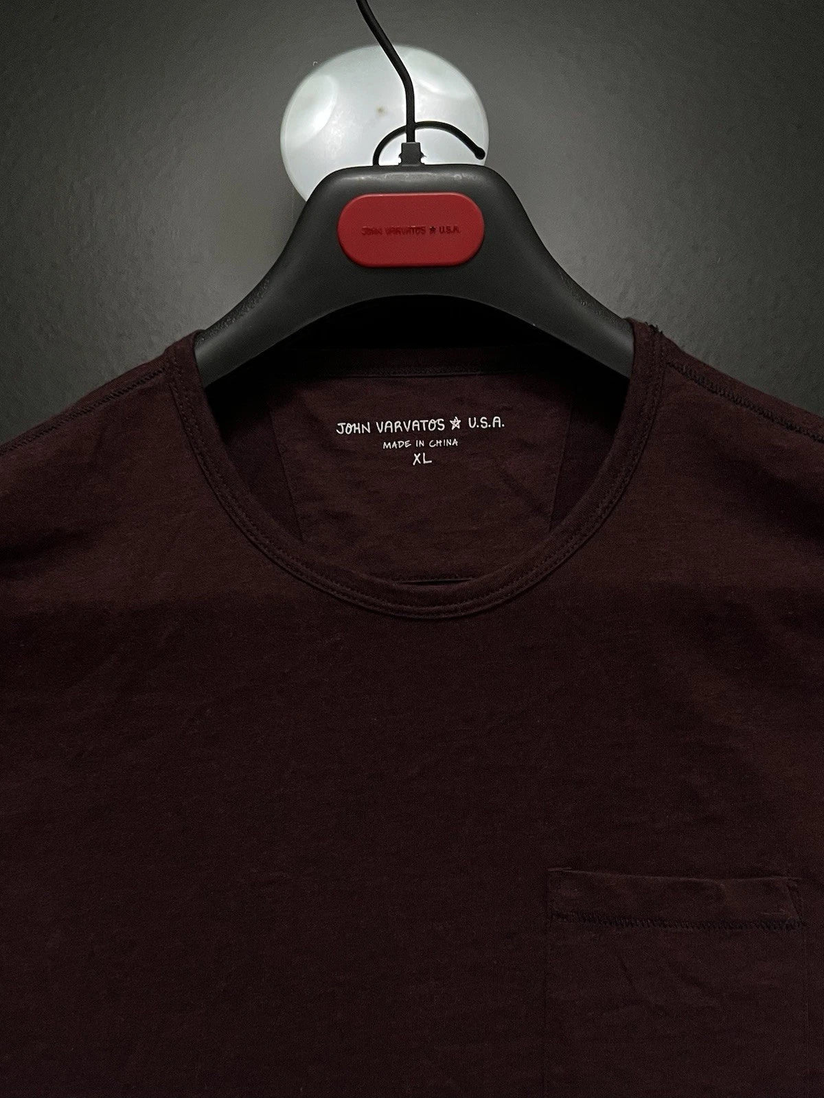 John Varvatos Star USA Mens Shirt -  Vintage Burnout Crew 2012 - Cabernet Unisex T-shirt, Sweatshirt, Hoodie, Long Sleeve Tee - T-Shirt, Sweatshirt, Hoodie